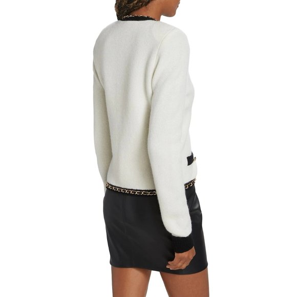 NEW Generation Love Size L Women's Senna Chain Cardigan - Cream / Black - Picture 5 of 7